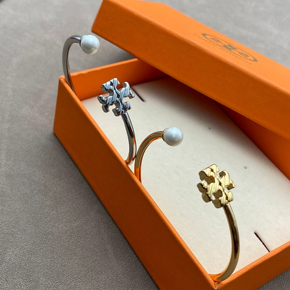 Tory Burch Gold Plated Double Matte Open Cuff Bracelet